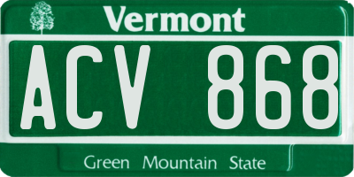 VT license plate ACV868