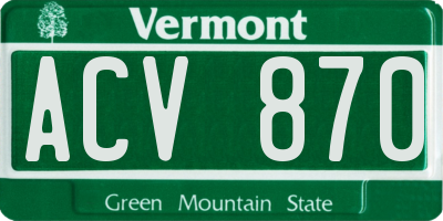 VT license plate ACV870