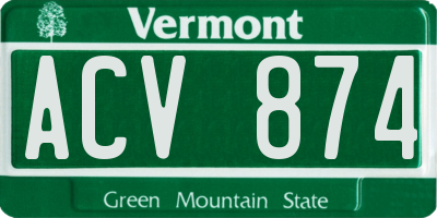 VT license plate ACV874