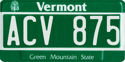 VT license plate ACV875