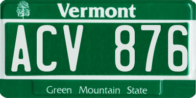 VT license plate ACV876