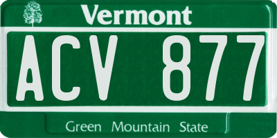 VT license plate ACV877