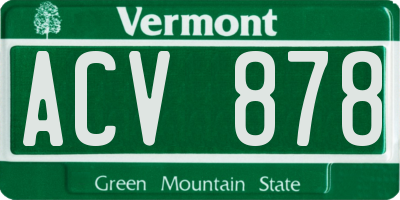 VT license plate ACV878
