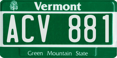 VT license plate ACV881
