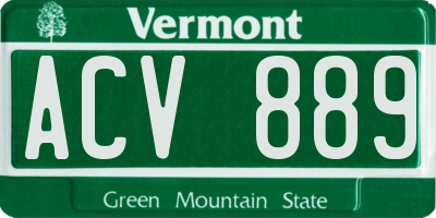 VT license plate ACV889