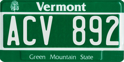 VT license plate ACV892