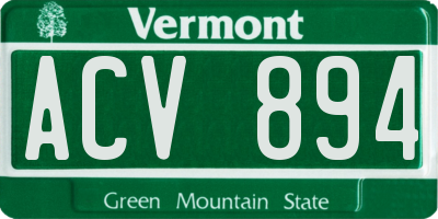 VT license plate ACV894