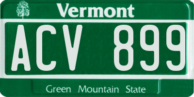 VT license plate ACV899