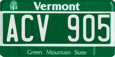VT license plate ACV905