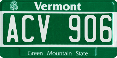 VT license plate ACV906