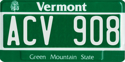 VT license plate ACV908