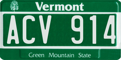 VT license plate ACV914