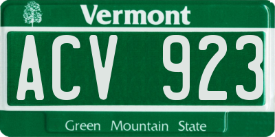 VT license plate ACV923