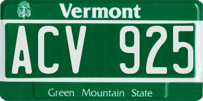VT license plate ACV925