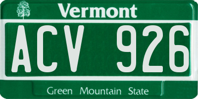 VT license plate ACV926