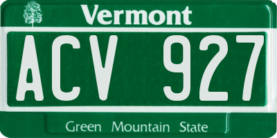 VT license plate ACV927