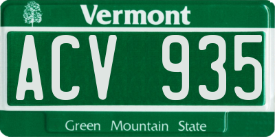 VT license plate ACV935