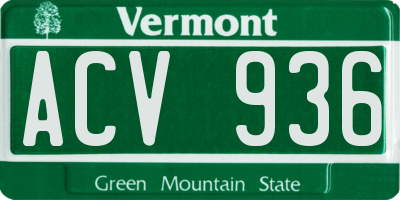 VT license plate ACV936