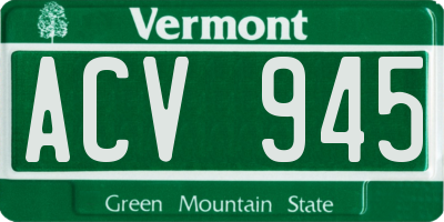 VT license plate ACV945