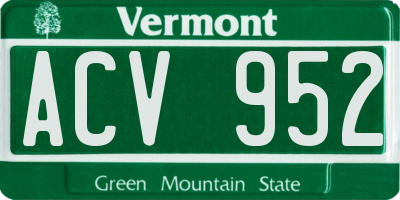 VT license plate ACV952
