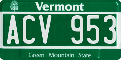 VT license plate ACV953