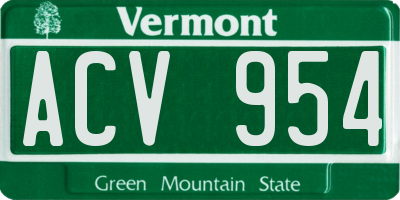 VT license plate ACV954