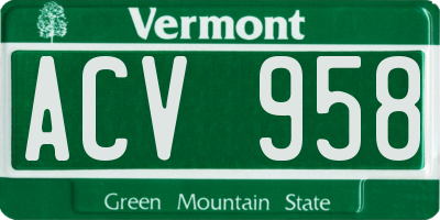VT license plate ACV958