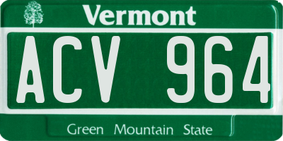 VT license plate ACV964