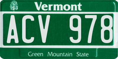 VT license plate ACV978