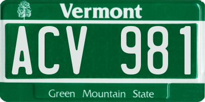 VT license plate ACV981