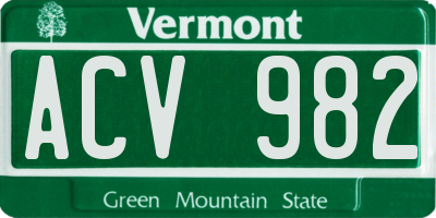 VT license plate ACV982