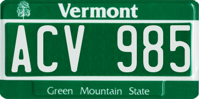 VT license plate ACV985