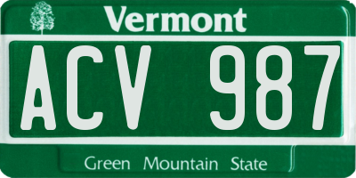 VT license plate ACV987