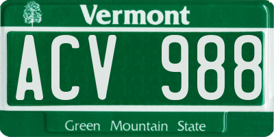 VT license plate ACV988