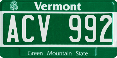 VT license plate ACV992