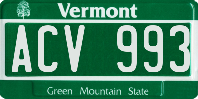 VT license plate ACV993