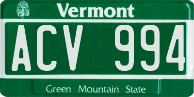 VT license plate ACV994