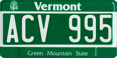 VT license plate ACV995