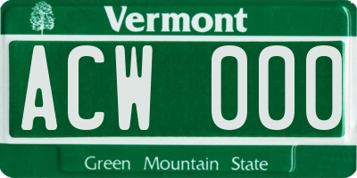 VT license plate ACW000