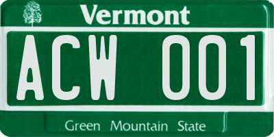 VT license plate ACW001