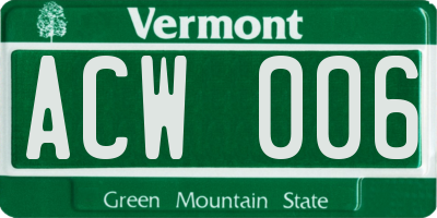 VT license plate ACW006