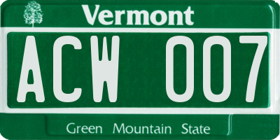 VT license plate ACW007