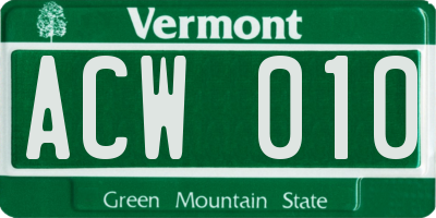 VT license plate ACW010
