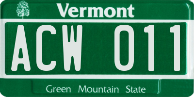 VT license plate ACW011