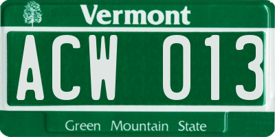 VT license plate ACW013
