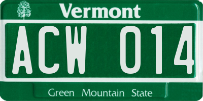 VT license plate ACW014