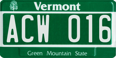 VT license plate ACW016