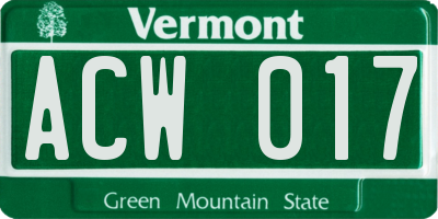 VT license plate ACW017