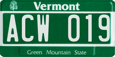 VT license plate ACW019