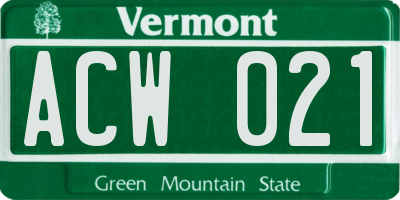 VT license plate ACW021